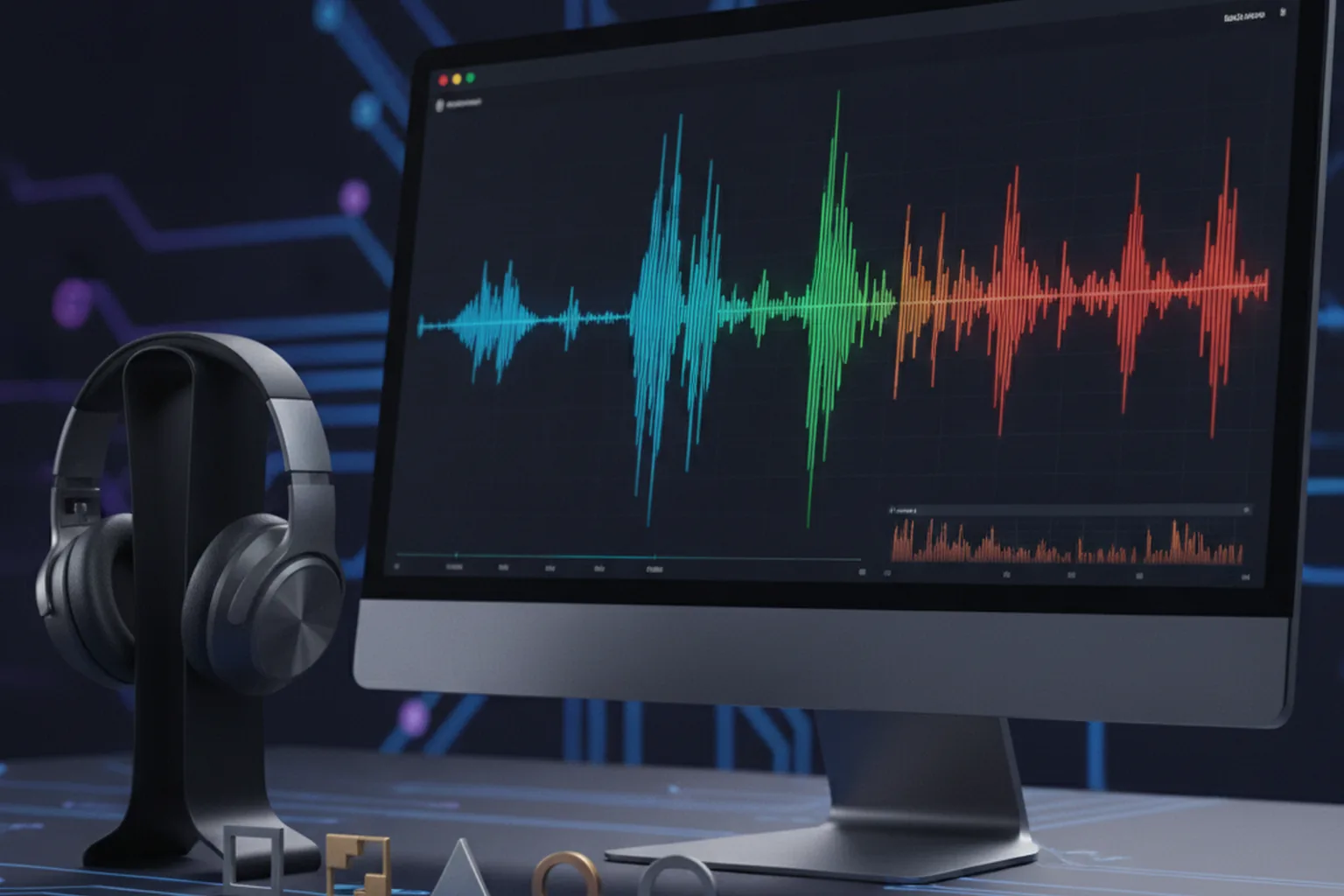 Монитор с аудиоволнами, наушники и спектральный анализатор — Audacity 3.7.9