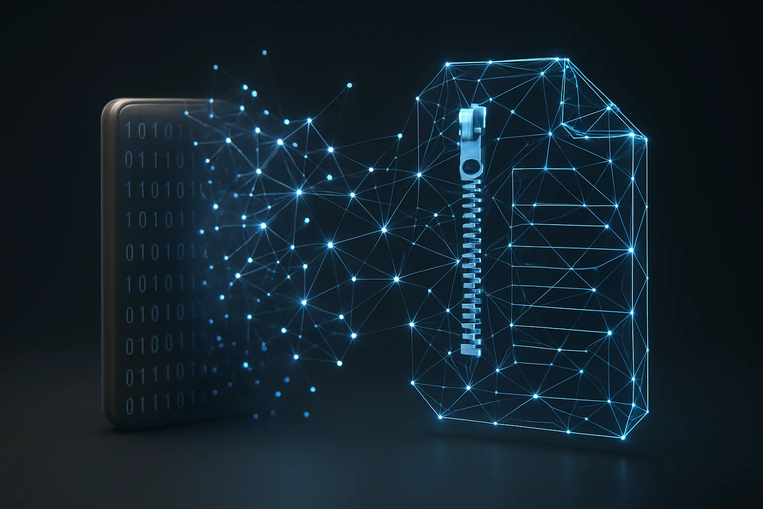 Бинарный файл трансформируется в ZIP-архив — иллюстрация смены формата проектных файлов GIMP