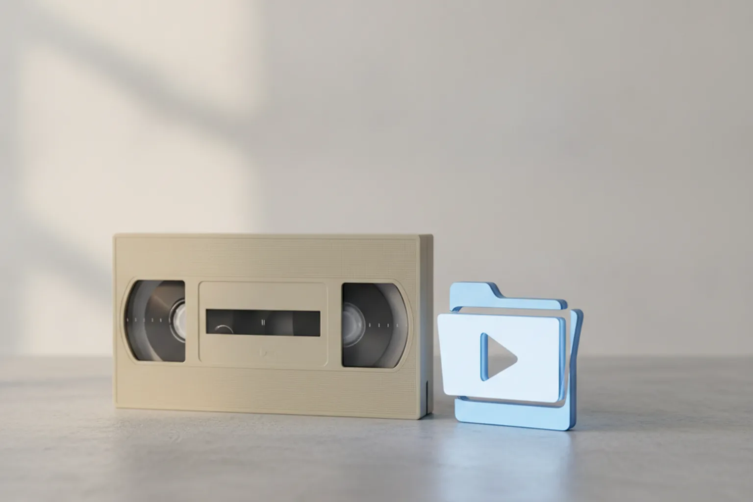 Конвертация MPG в MP4 — ретро VHS-кассета и современный цифровой файл