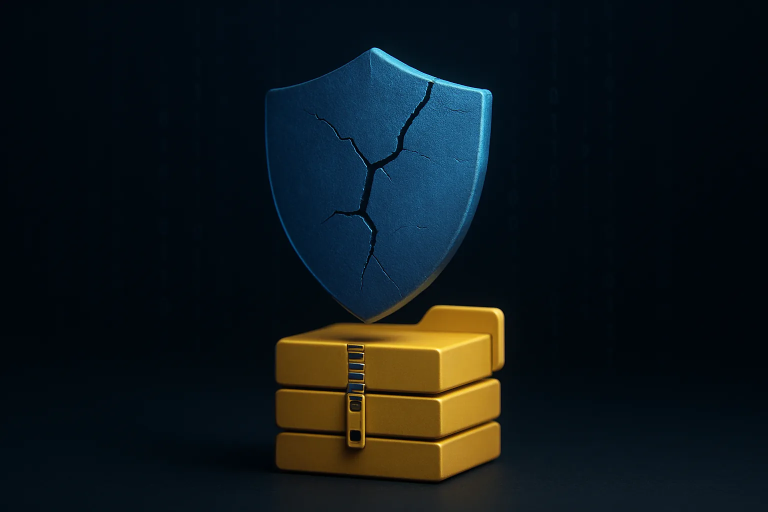 Расколотый щит над стопкой архивных файлов — критическая уязвимость Windows libarchive